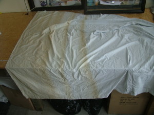 Lining displying "burnt" coating.